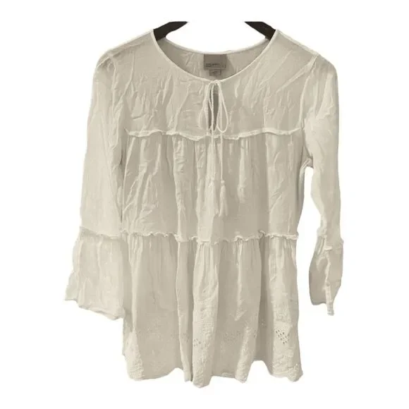 Vero Moda Boho Tie-front Peasant Top Hippie M - Picture 1 of 5